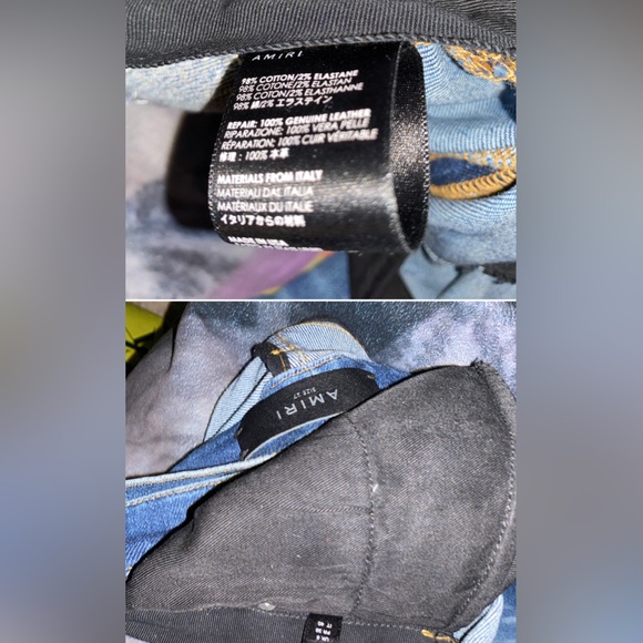 NWT Rare ladies amiri mx1 medium indigo ankle zipper leather patchwork pleated - Picture 8 of 17